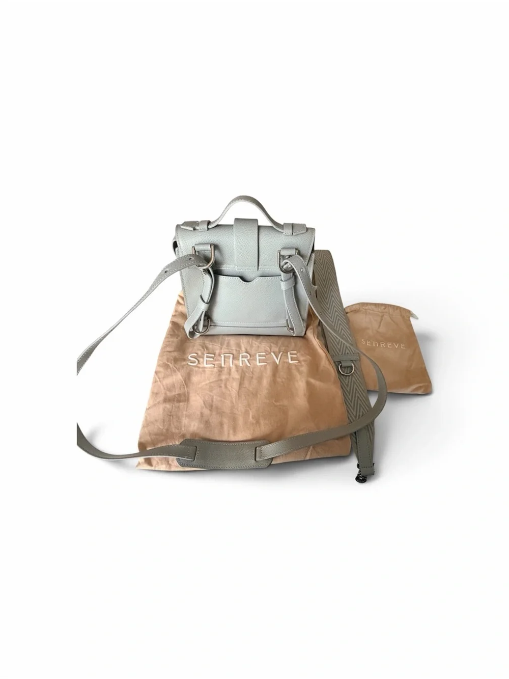 Senreve Alunna Ice Blue Grey 2-way bag backpack/ crossbody with extra strap